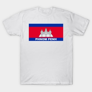 Phnom Penh City in Cambodian Flag T-Shirt